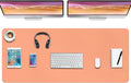 Boutilon Leather Desk Pad Protector,Non-Slip Mouse Pad,Laptop Desk Pad,Office Mouse Mat,Waterproof Leather Desk Blotter,Desk Writing Pad for Office and Home (XXXL-Orange Pink,47"x 24")
