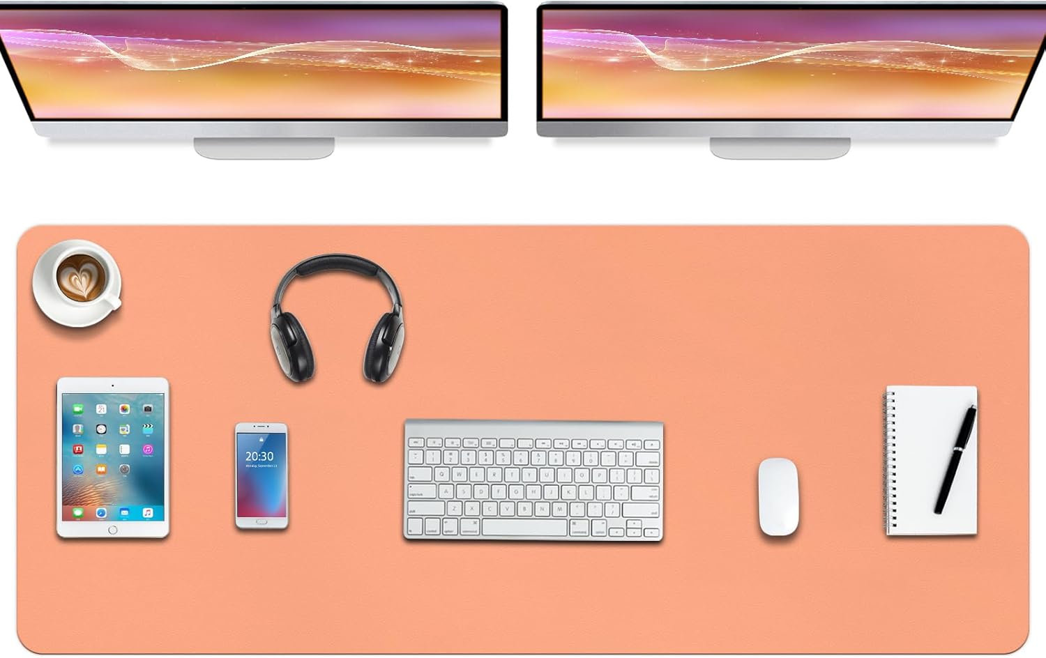 Boutilon Leather Desk Pad Protector,Non-Slip Mouse Pad,Laptop Desk Pad,Office Mouse Mat,Waterproof Leather Desk Blotter,Desk Writing Pad for Office and Home (XXXL-Orange Pink,47"x 24")