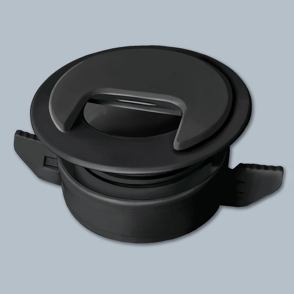 (2-Pack Black) Cable, Wire & Cord Management - Self Locking Grommet with Cover for Walls, Ceilings, Desks, Used for All Surfaces 3/8” to 1” Thick, Made in USA