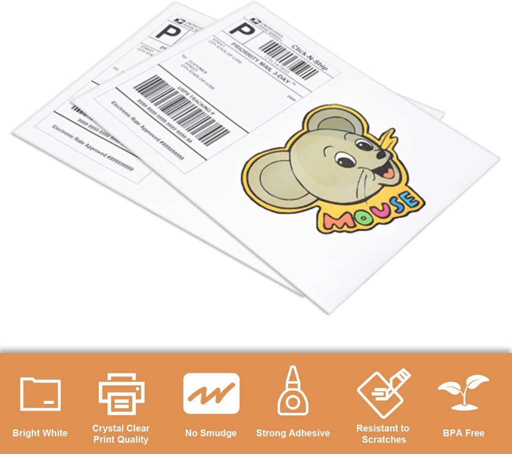 1-up 8.5" x 11" 100 Sheets Printable Sticker Labels Paper,for Laser/Inkjet Printers, Full Sheet Sticker Labels, Write Lable(100 Labels)