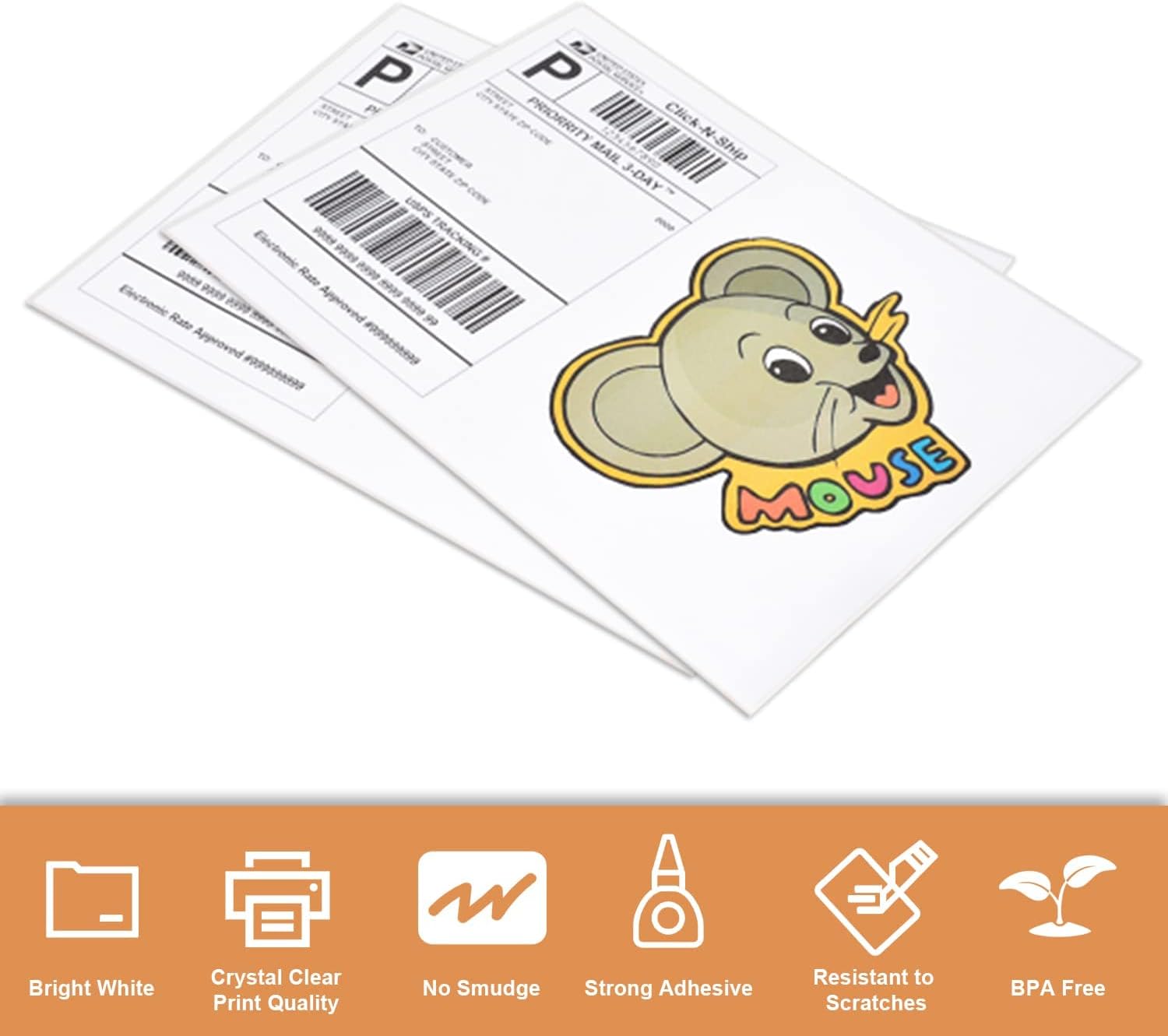 1-up 8.5" x 11" 100 Sheets Printable Sticker Labels Paper,for Laser/Inkjet Printers, Full Sheet Sticker Labels, Write Lable(100 Labels)