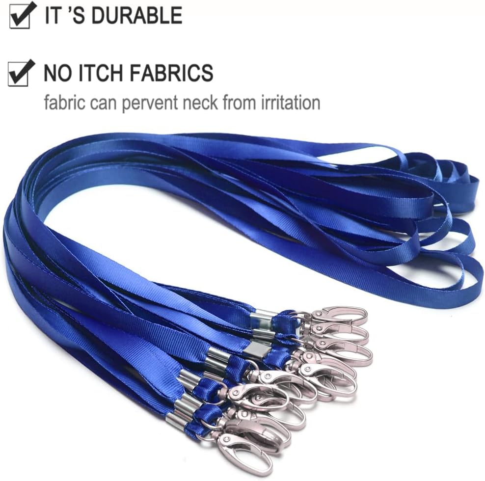 10 Pcs Lanyards Blue Lanyard for Id Badges Nylon Lanyard Bulk Clip Swivel Hook for Office Id Badges Key Chains (Blue)