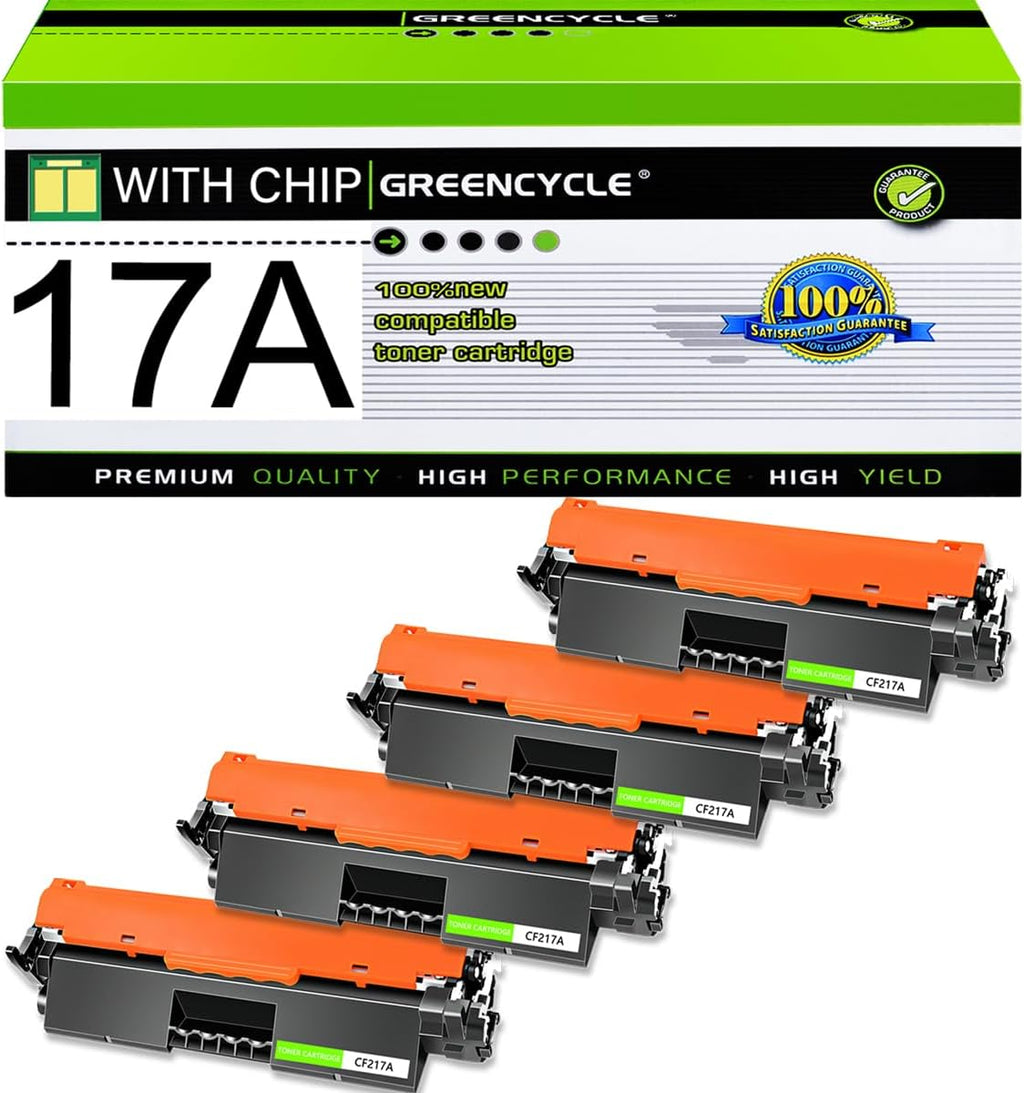greencycle CF217A Toner Cartridge Replacement Compatible for HP 17A Black Toner Cartridge Laser Jet Pro MFP M130fw M130nw Printer Ink Cartridge (4PCS)