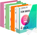 3 Ring Binders,1.5 inch Round Ring View Binders Holds 11"*8.5" Papers,Assorted Colors,4 Pack