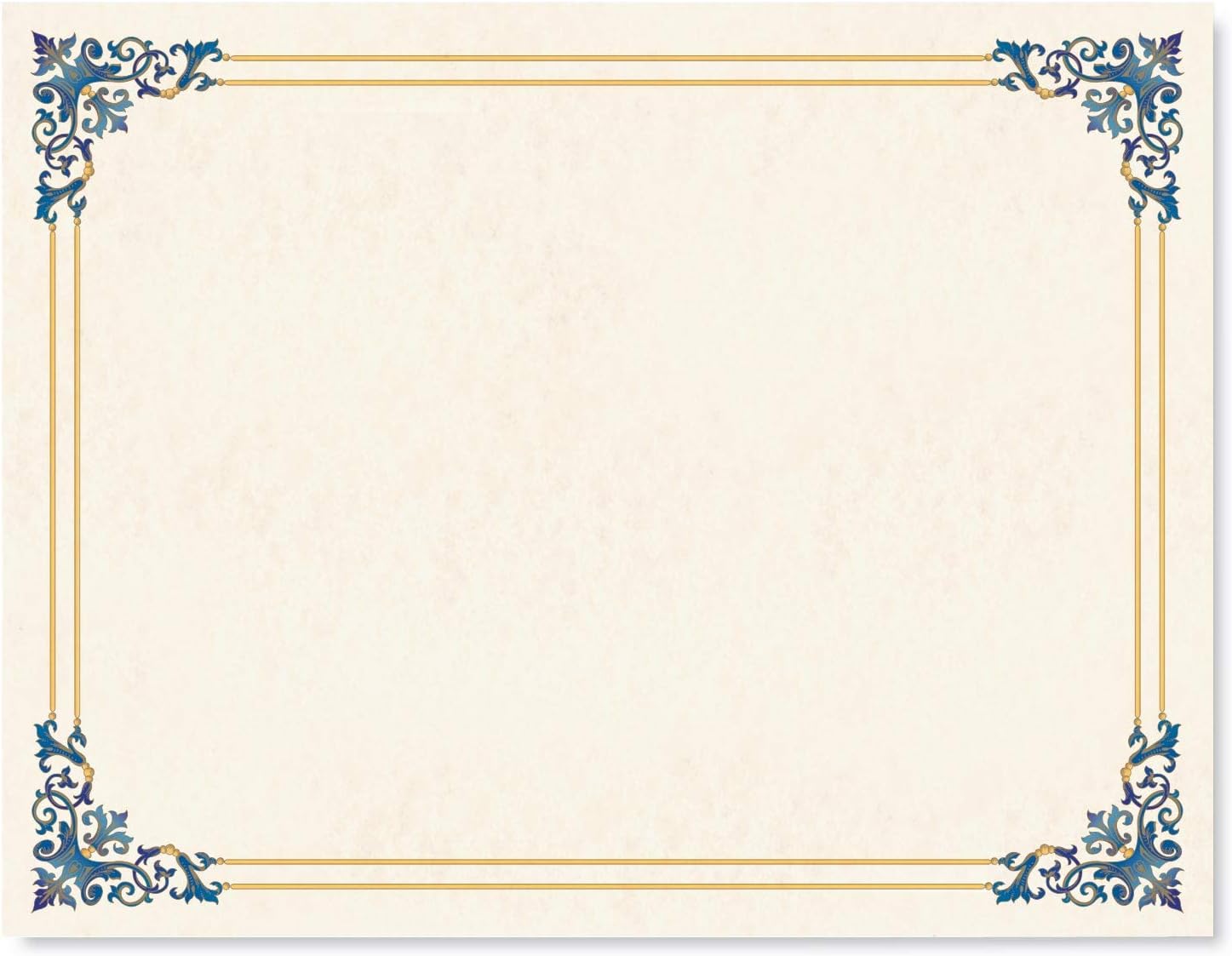 PaperDirect Renaissance Certificate Paper, Blue & Gold Border, 8.5 x 11, 100 Count