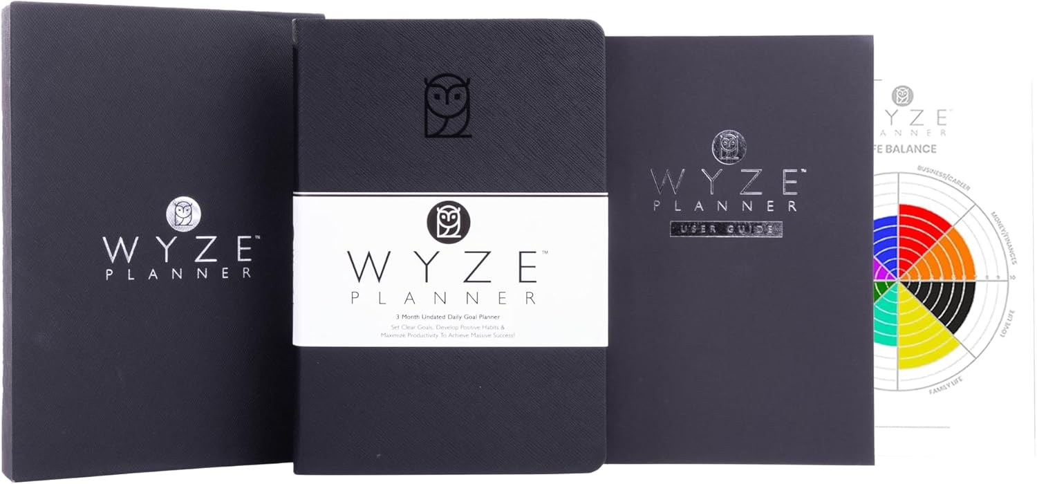 Undated Daily Planner – 3-Month A5 Productivity Organizer with Full Page Per Day, Hourly Schedule, Goal Setting, Habit Tracker, Weekly & Monthly Pages – Hardcover Time Management Notebook (Black)