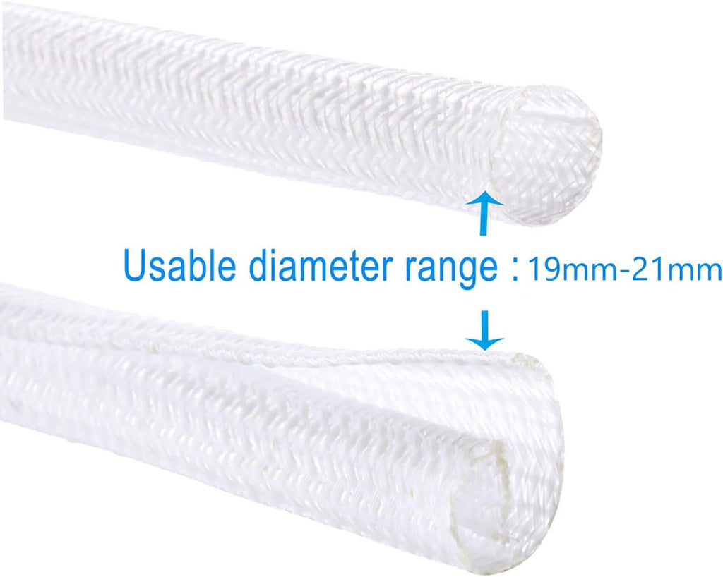 3/4"-25ft Braided Cable Sleeve Protector - Self-Wrapping Split Wire Loom for Home Theater, Pet-Proof Cord Organizer, Heat-Resistant, White