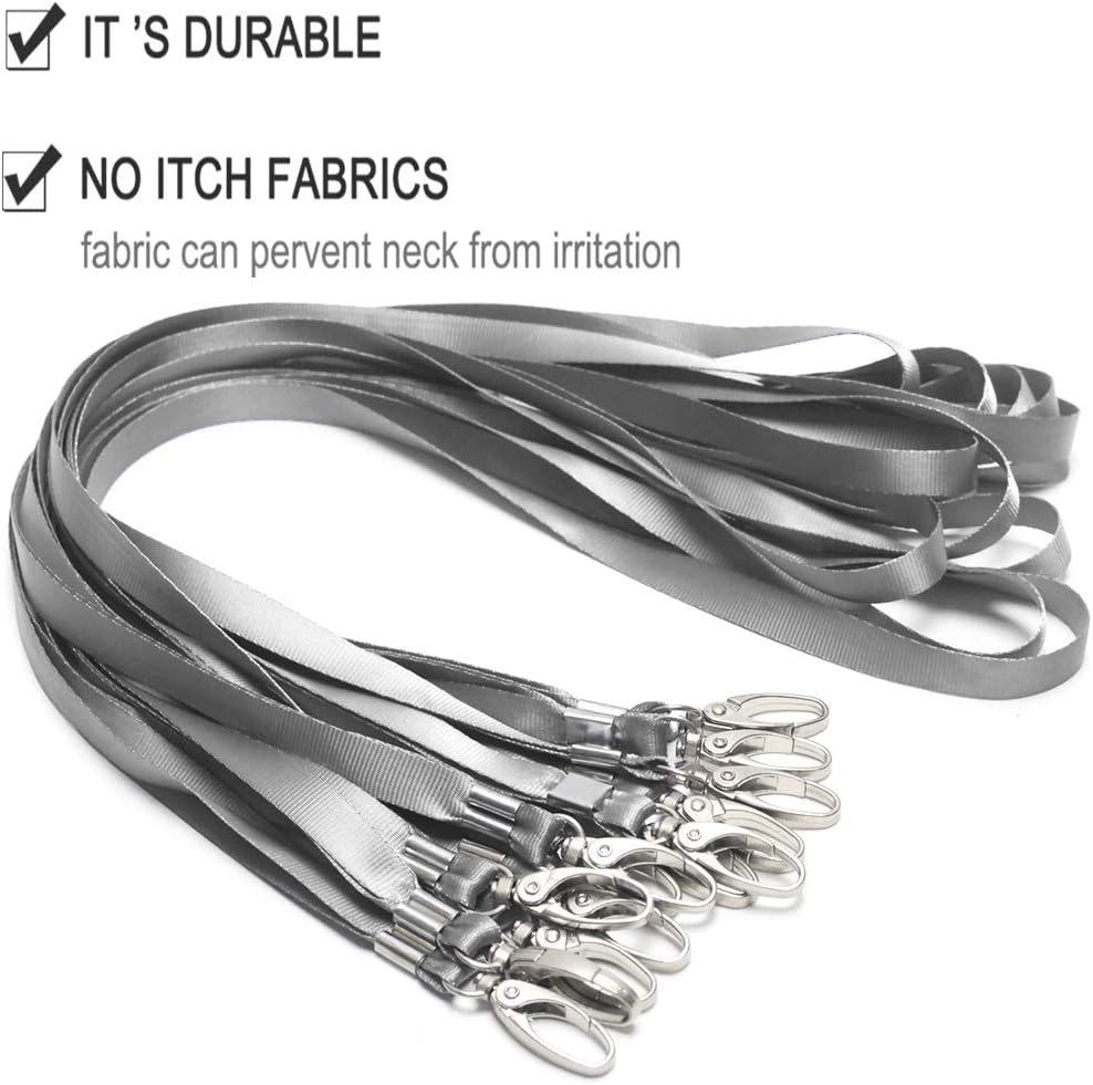 10 Pcs Lanyards Gray Lanyard for Id Badges Nylon Lanyard Bulk Clip Swivel Hook for Office Id Badges Key Chains (Gray)
