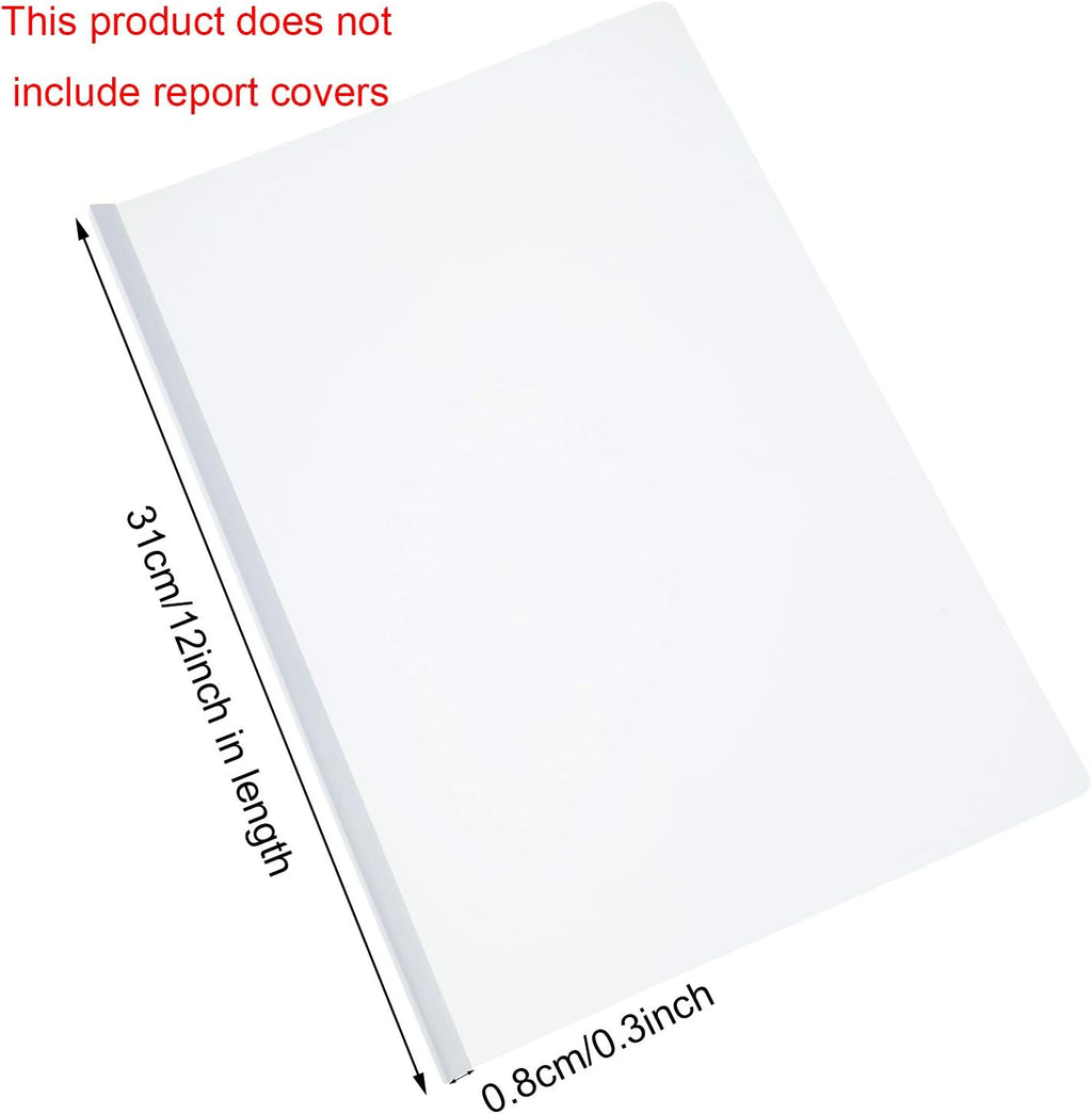 Pelopy 20 Pack Binding Bars Slide Grip, 40 Sheets Capacity, Plastic Slide for School Office Report Cover A4 Spine(White,0.8 cm)