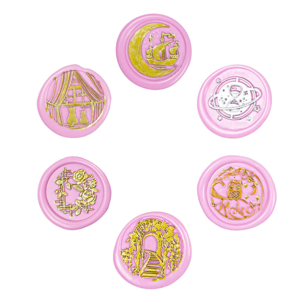 Wax Seal Stamp kit, ANBOSE Animal Wax Seal Stamp Set with 6 PCS Removable Brass Heads and 1 Wooden Handle, Retro Cat Owl Boat Rose Sealing Wax Stamp for Cards Invitations