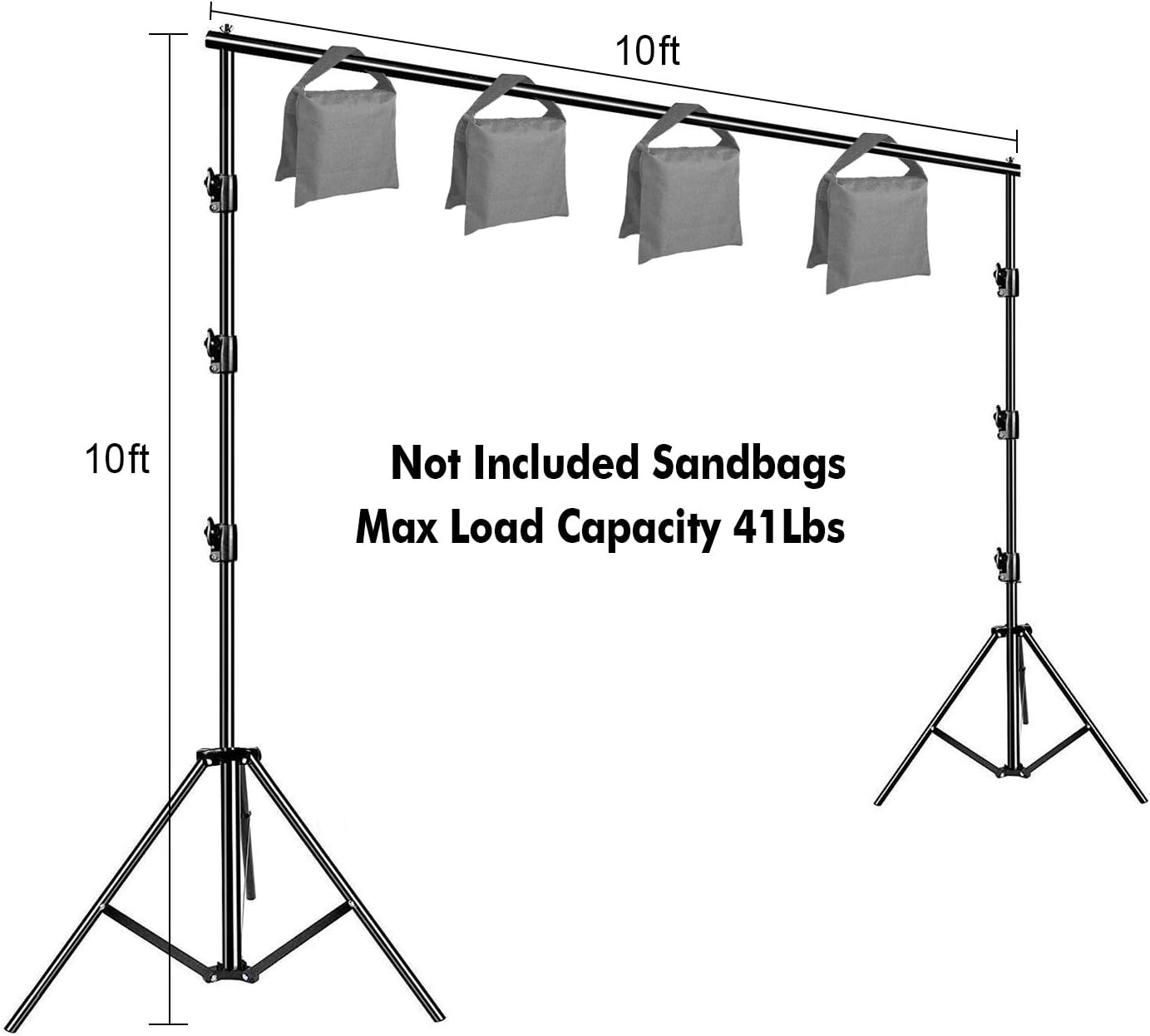 Photo Background Support System with 10 x 10ft Backdrop Stand Kit,10 x12ft 100% White Cotton Muslin Backdrop,Clamp,Carry Bag for Photography Video Studio