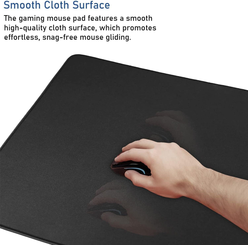 Gaming Mouse Pad, Large Desk Mouse Pad with Stitched Edges,(35.4X15.7In) Durable Non-Slip Natural Rubber Base, Waterproof Computer Keyboard Pad Mat for Esports Pros/Gamer/Desktop/Office/Home, Black