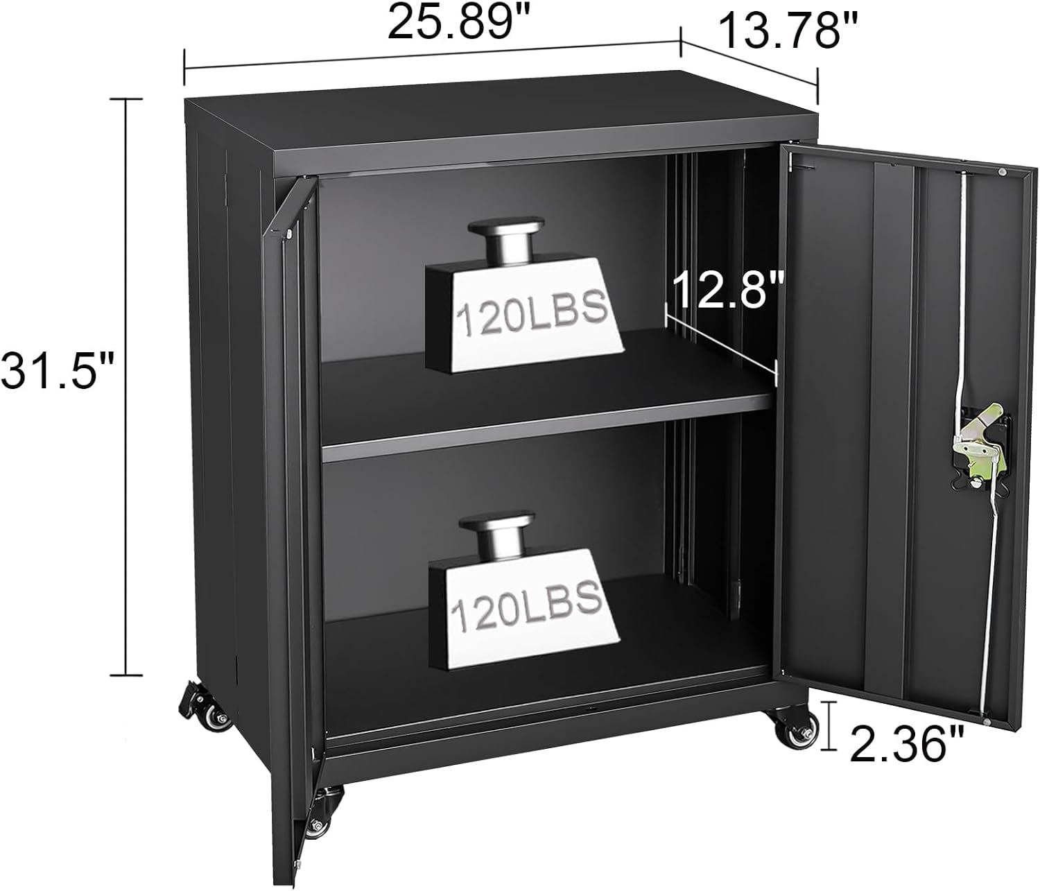 GREATMEET 31.5" H Lockable Storage Cabinet, Small Locking Cabinet with Doors and Adjustable Shelves, Metal Garage Storage Cabinets, Utility Cabinets for Office,Home,Garage,Classroom, Black