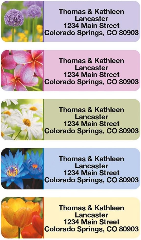 Colorful Images Floral Fantasy Rolled Personalized Return Address Mailing Labels with Dispenser, Customize with Name & Shipping Address, 250 ¾” x 2½” Self Adhesive, Easy Peel Label Roll