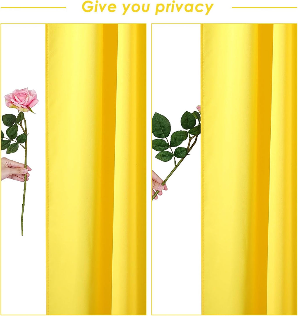 Yellow Backdrop Curtains Drapes 6 Panels 5ft x 10ft Polyester Photo Backdrop for Birthday Party Stage Window Decorations