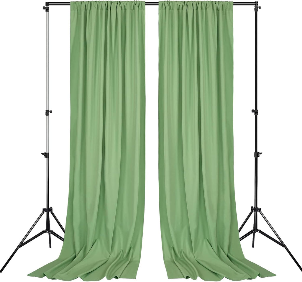 Sage Green Backdrop Curtains 20x10ft: Outdoor Polyester Photo Backdrop Drapes - 4 Panels 5x10ft for Rustic Birthday Party Background Decoration