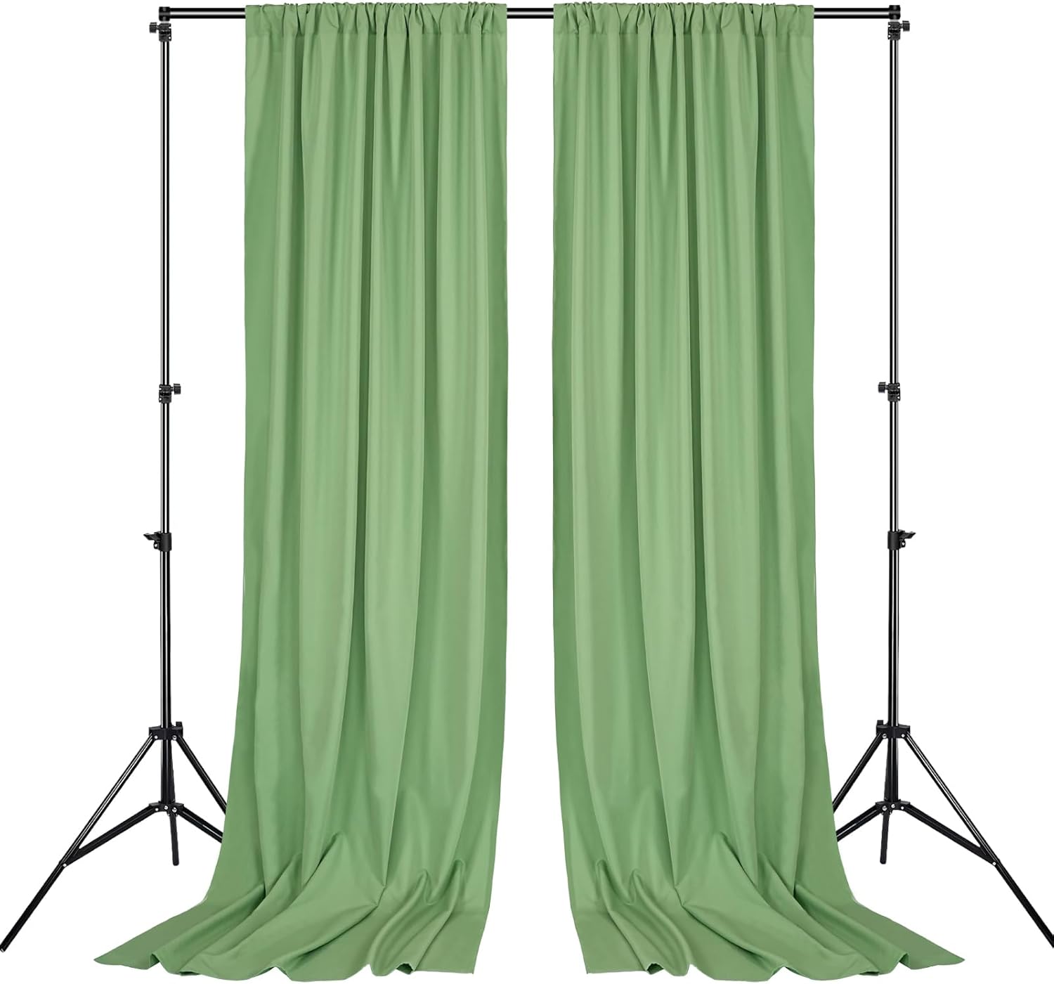 Sage Green Backdrop Curtains 20x10ft: Outdoor Polyester Photo Backdrop Drapes - 4 Panels 5x10ft for Rustic Birthday Party Background Decoration