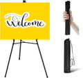 Easel Stand for Sign - 63 Inches Display Easel for Wedding Sign & Poster - Lightweight Portable Floor Easel for Picture - Adjustable Poster Easel with Carrying Case, Black 1 Pcs