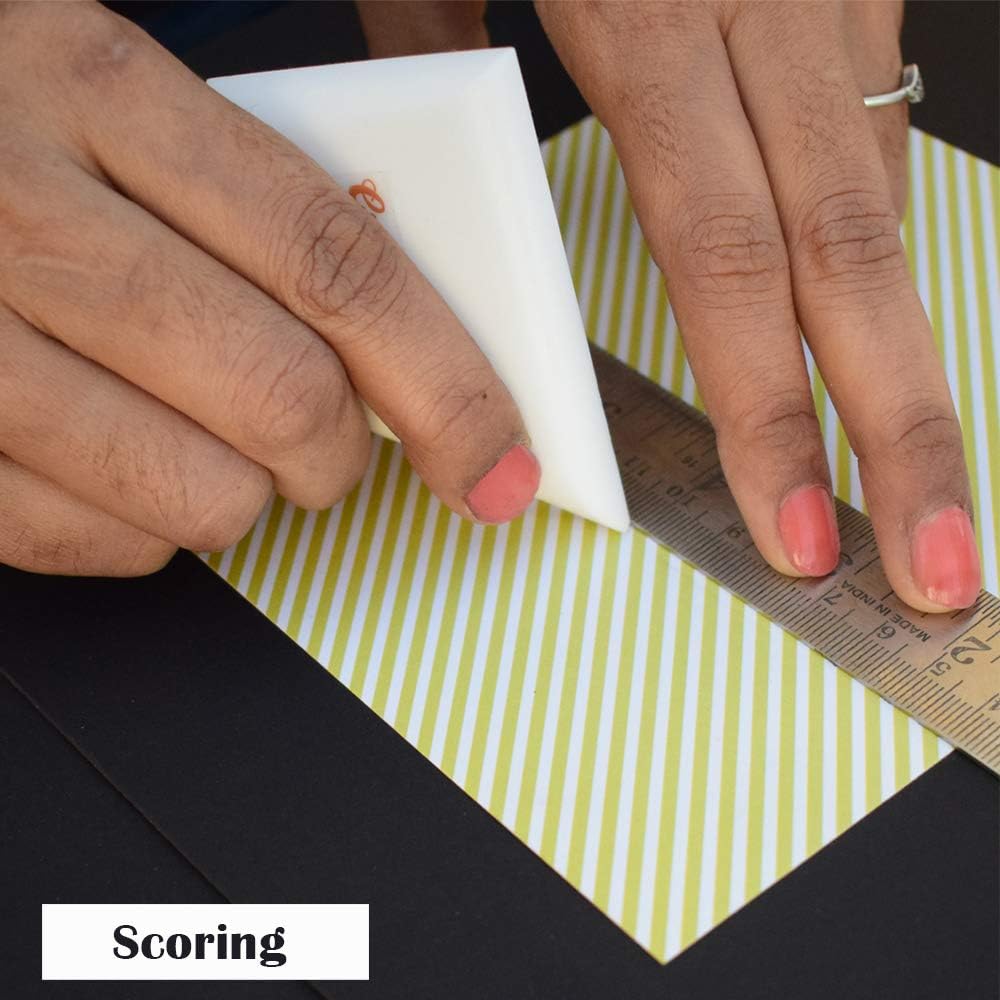 CrafTreat Teflon Bone Folder and Scoring Tool - Ergo Square - Paper Scorer for Paper Crafting, Origami, Bookbinding, Scrapbooking - Leather Burnishing Tool - Smooth, Non Stick,Ergonomic Craft Tool
