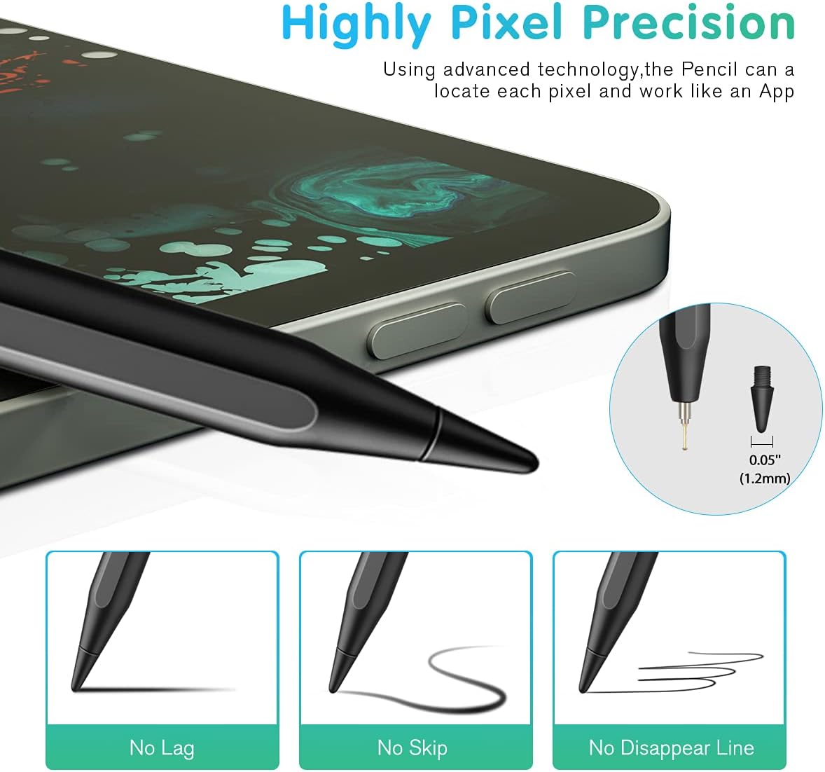 ANYQOO Stylus Pen for iPad 6th-11th Generation - Fast Charge Magnetic Pencil, Compatible with 2018-2025 Apple iPad Pro 11"/12.9"/M4, iPad Air 3/4/5/M2/M3, iPad mini 5/6 Gen/A17Pro