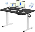 FLEXISPOT EN1 One-Piece Standing Desk, 48 x 30 Inches Electric Height Adjustable Desk for Home Office (White Frame + Black Desktop, 2 Packages)