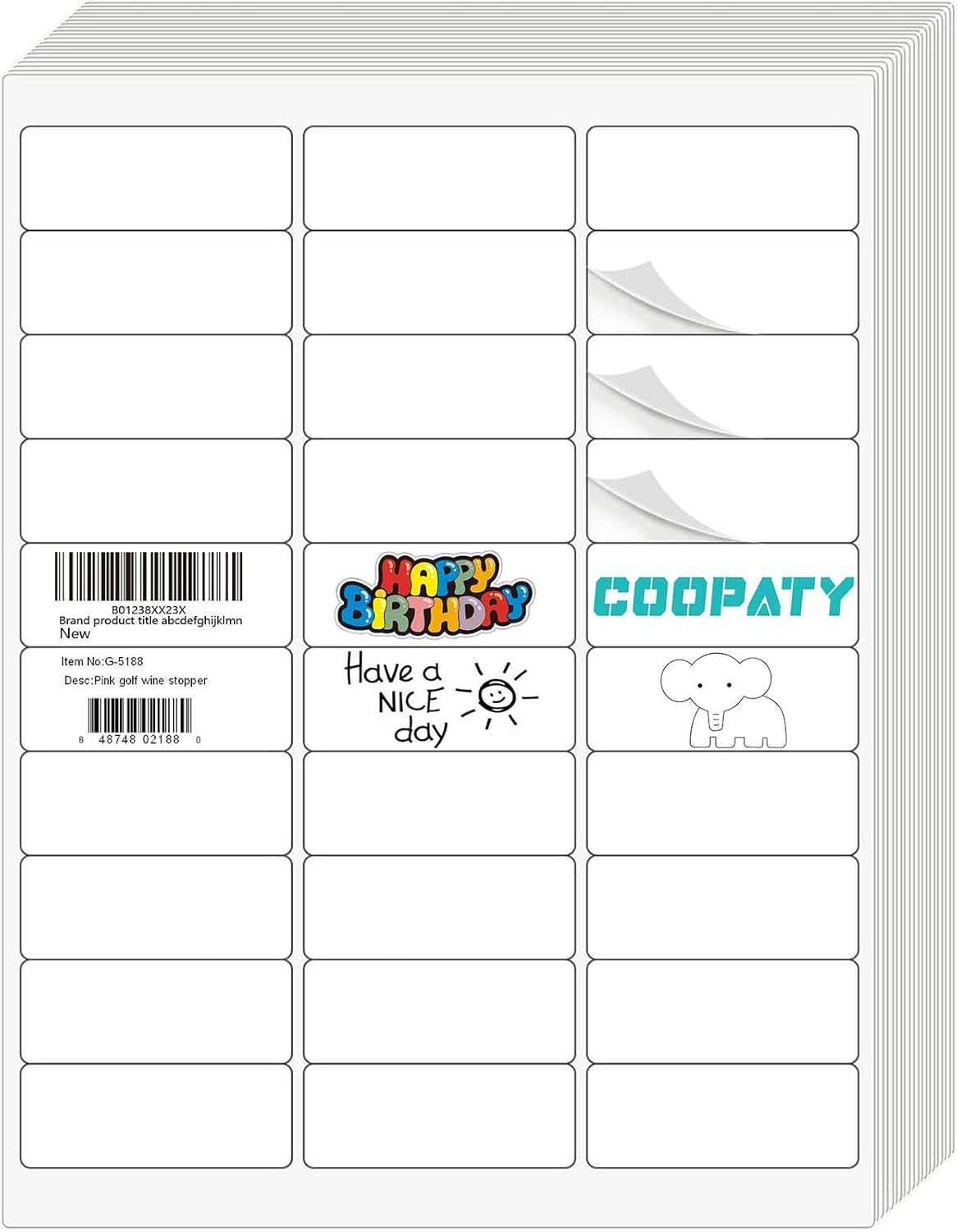 Coopaty 1" X 2-5/8" inch Shipping Labels, 30 Up FBA Barcode Address Mailing Label White Blank for Laser Inkjet Printer (1000 Sheets, 30000 Labels)