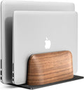 UPERGO Vertical Laptop Stand, Dual Slot Wooden Laptop Holder Vertical for Desk, Width Adjustable Dock for MacBook Pro and Other Laptops