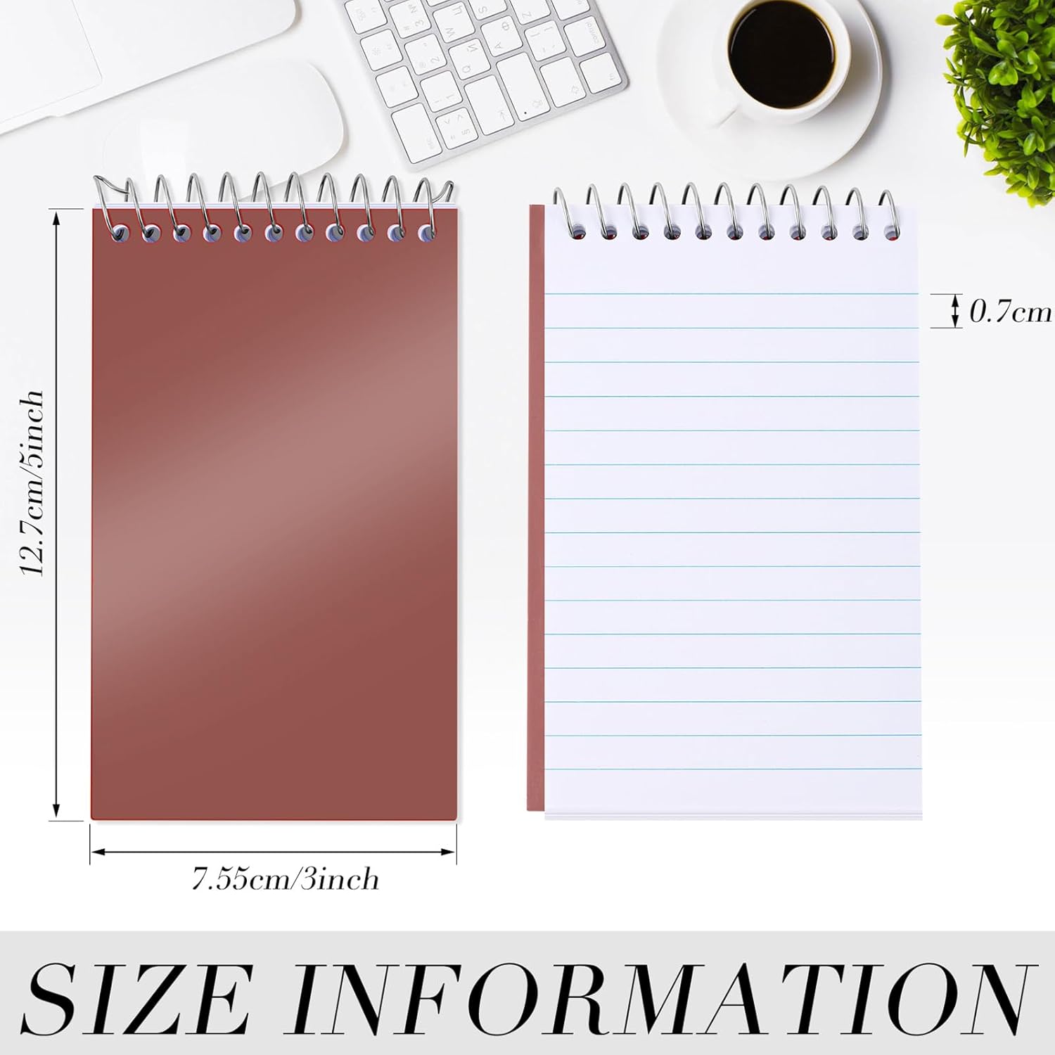 Leinuosen 100 Pcs Spiral Memo Pads 3x5 Inch 75 Sheets College Ruled Small Pocket Notebooks Little Mini Notepads Bulk Top Bound Lined Note Pads for Home School Office Travel Work (Vivid Color)