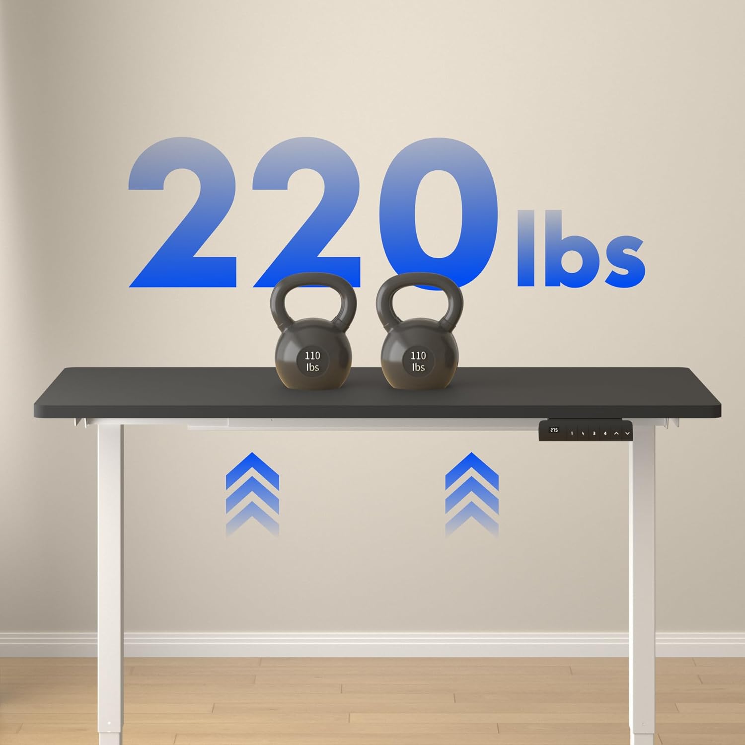 FLEXISPOT E3 Dual Motor Electric Standing Desk 60x24 Inch Whole-Piece Board Height Adjustable Electric Sit Stand Desk (White Frame + Black Desktop, 2 Packages)