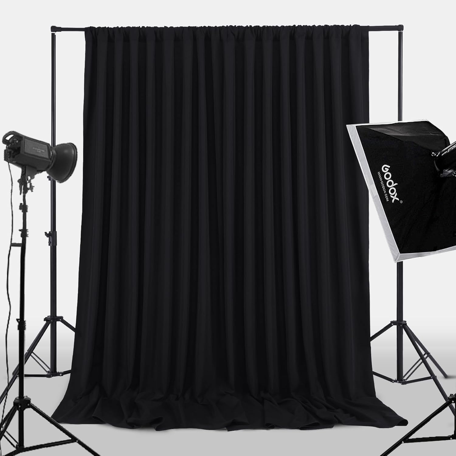 Black Backdrop Curtains 20x10 FT Polyester Photo Backdrop Drapes for Wedding Birthday Party Background Decoration 4 Panels 5ft x 10ft