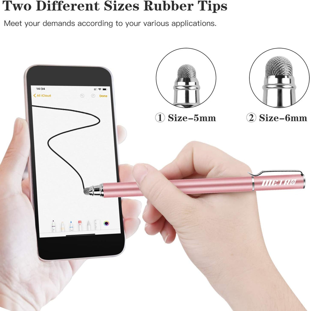 METRO Universal Stylus Pens for Touch Screens - High Sensitivity Capacitive Stylus Fiber Tips 2 in 1 Touch Screen Pen with 8 Extra Tips for iPad iPhone Android Phone Chromebook All Touchscreen Tablets