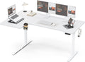 71" Reversible L-Shaped Electric Standing Desk Adjustable Height Gaming Stand Up Corner Desk Sit Stand Home Office Computer Desk with Splice Board, White