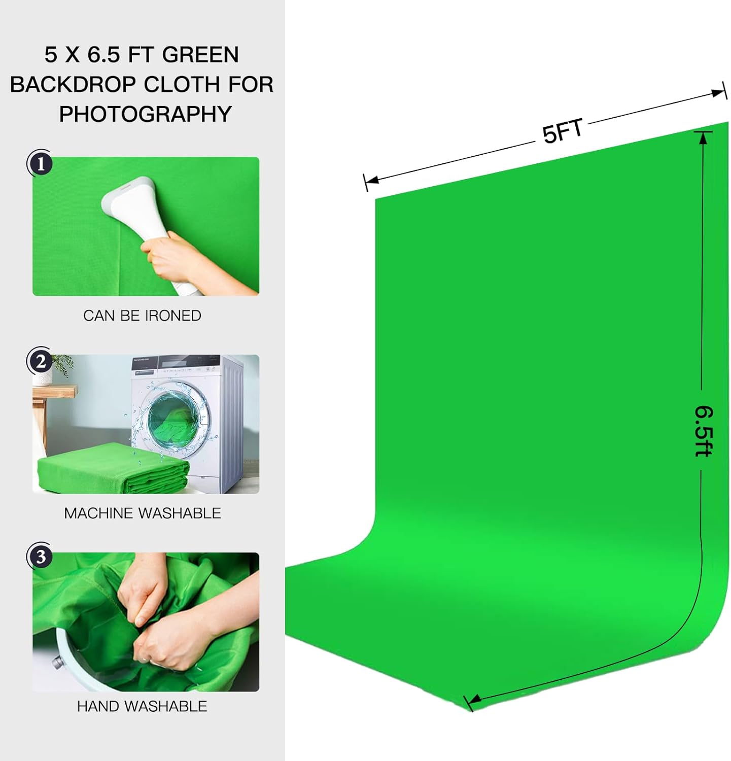 Green Screen Backdrop with Stand Kit, BEIYANG 6.5 X 5 Ft Portable Backdrop Stand Kit with Carrying Bag and 5 Clamps for Streaming, Video conferences and interviews