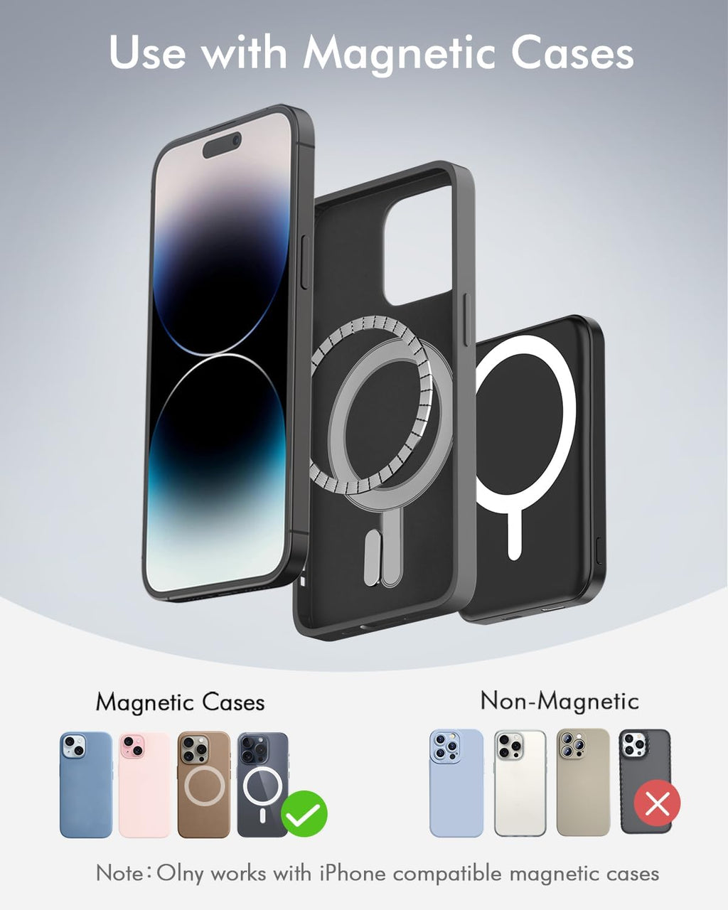 podoru for Magsafe Battery Pack, 5000mAh Magnetic Power Bank with Type-C Cable 20W PD Fast Charging Lighting Input Wireless Portable Charger for iPhone 17/16/15/14/13/12/ All Series-Black