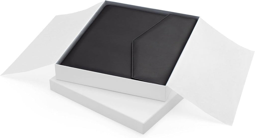 Padfolio Binder Organizer for Women | Faux Leather Portfolio Folder for Resume, Documents, Notebook, Tablet and Business Cards | Notepad Included - Black