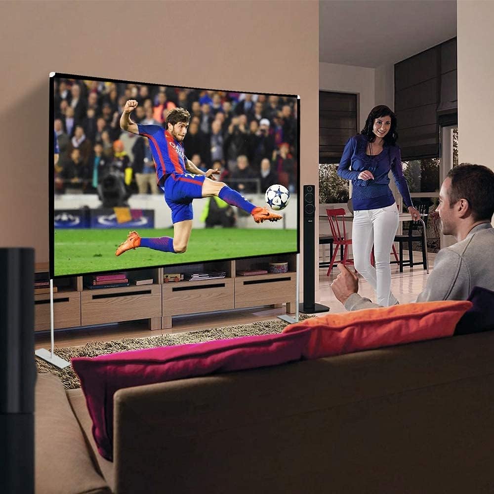 Outdoor Projector Screen with Stand 120 Inch: Foldable Movie Projection Screens - Portable Frame Screen for Home Theater & Camping 3D 4K HD Compatible Includes Carry Bag