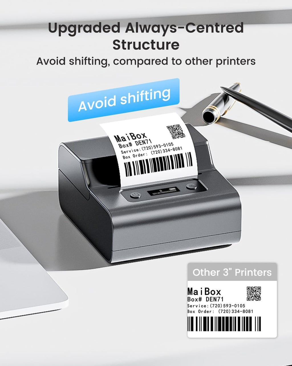 Phomemo M221 Label Maker, New Upgraded 3 Inch Bluetooth Thermal, Easier & More Stable, for Product, Address, Barcode, Small Business, Portable Label Printer DIY on Phone/PC, Space Gray,+100 Labels