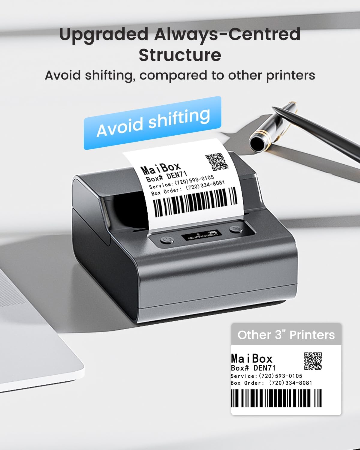 Phomemo M221 Label Maker, New Upgraded 3 Inch Bluetooth Thermal, Easier & More Stable, for Product, Address, Barcode, Small Business, Portable Label Printer DIY on Phone/PC, Space Gray,+100 Labels