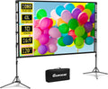 Projector Screen and Stand,GAINVANE 120 inch Portable Projector Screen Indoor Outdoor Projection Screen 16:9 4K HD Wrinkle-Free Light-Weight Movie Screen with Carry Bag for Backyard Movie Night