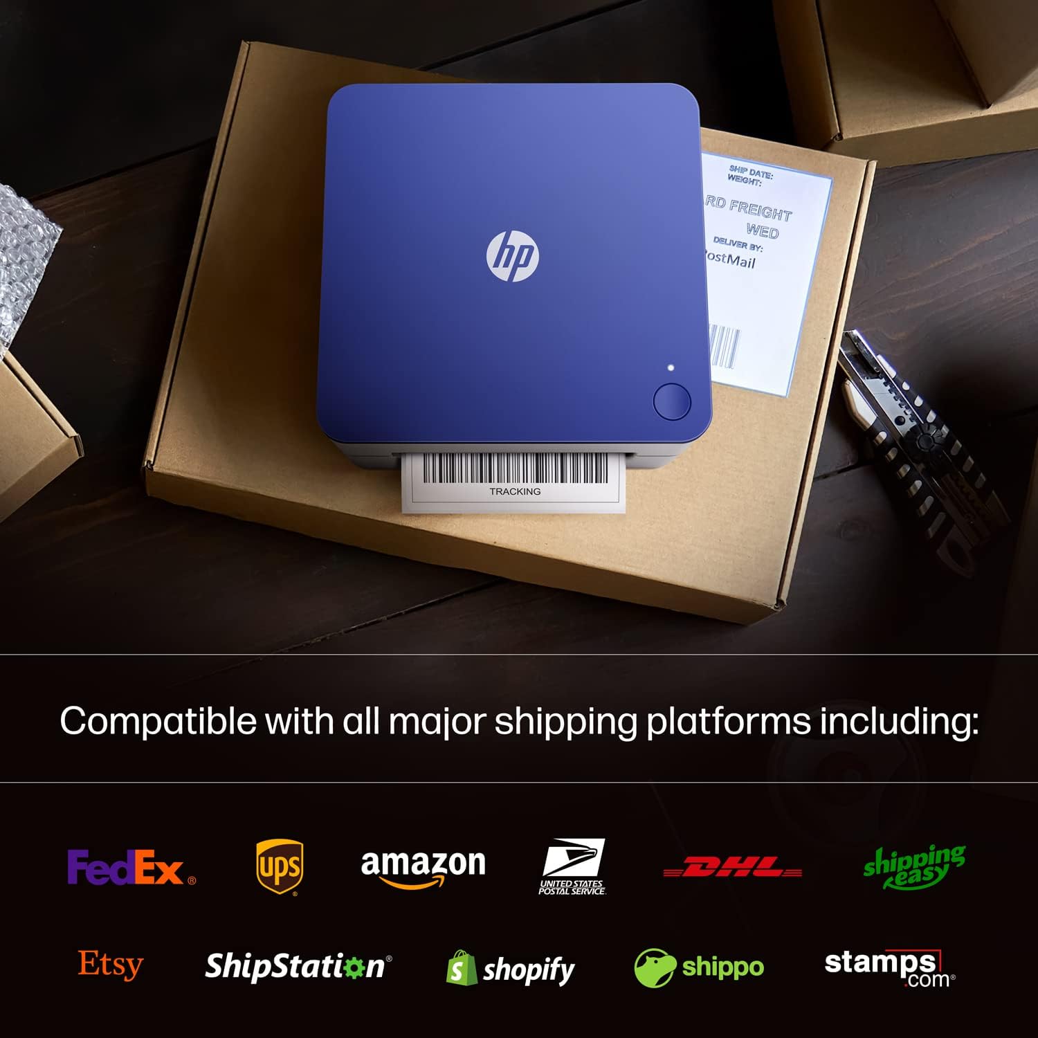 HP Shipping Label Printer, 4x6 Commercial Grade Direct Thermal, Compact & Easy-to-use, High-Speed 203 DPI, Barcode Printer, Compatible with Amazon, UPS, Shopify, Etsy, Ebay, ShipStation & More