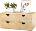 Bamboo Desk Organizer with 4 Drawers – Countertop Storage Box for Makeup, Office Supplies, and Home Essentials – Stylish Tabletop Organizer for Workspace or Bathroom