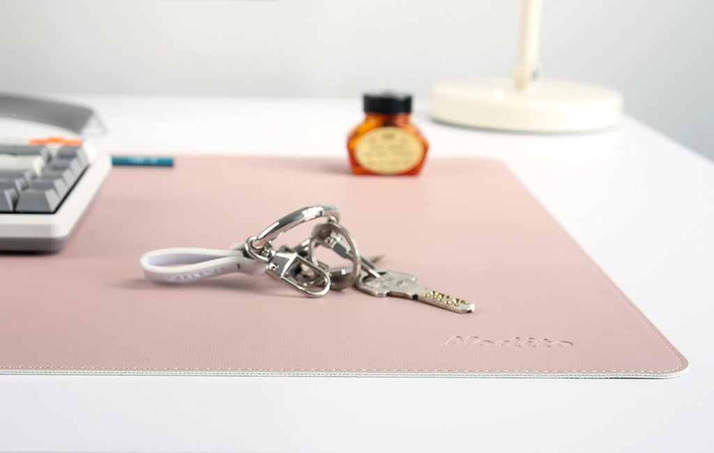 Dual-Sided Leather Desk Pad,Blotter for Laptop Computer,Mouse Pad,Writing,Drawing,Arts and Craft Mat (17"x24", Pink/Silver)