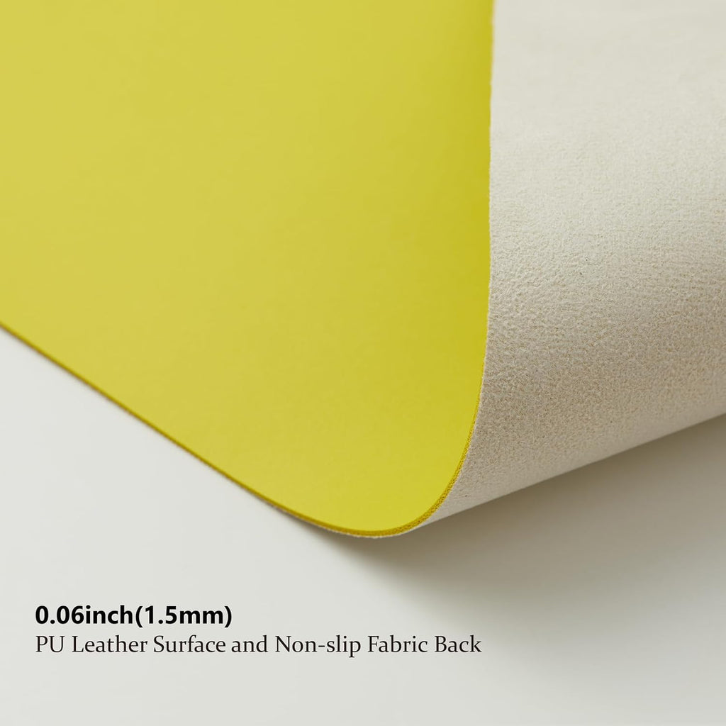 HOMIEAZICOZI Leather Desk Mat - Non-Slip PU Pad for Office and Home Organization Accessories Ideal Large Mouse Mats on Top of Desks (Lemon Yellow,36''x 17'') (DPD-LY-L)