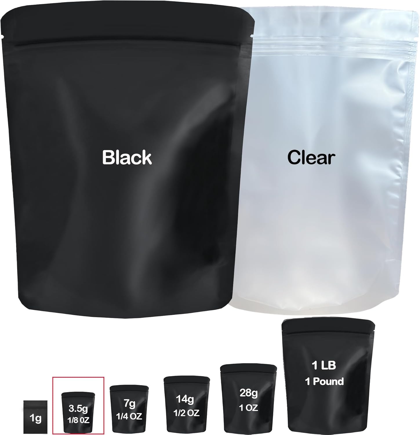 100 Pack Reusable Mylar Bags, 3.62 x 5 inches, Black, Premium Smell Proof with Double-sided Matte Design, Resealable Zipper, Sealed Plastic and Aluminum Foil Construction