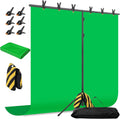 Green Screen Backdrop with Stand, 8x7.2ft Portable Greenscreen Background with Stand, T-Shape Green Screen Stand kit with 6 Spring Clamps, Sandbag, Carry Bag for Zoom, Video