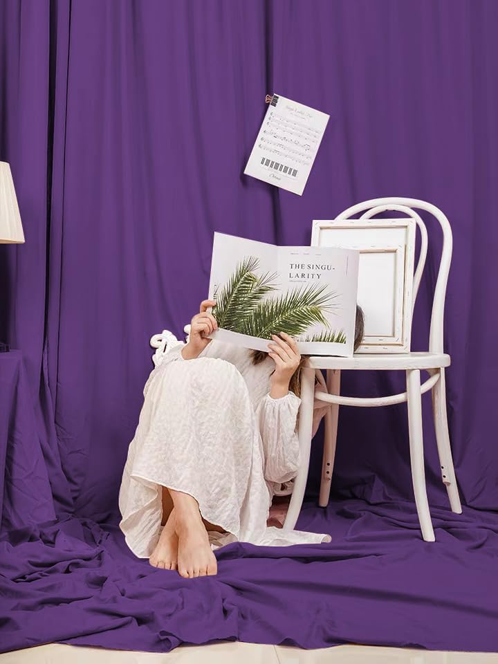 Purple Backdrop Curtains 2 Panels 5ft x 10ft Polyester Backdrop Drapes for Wedding Mermaid Party Halloween Photography Decorations
