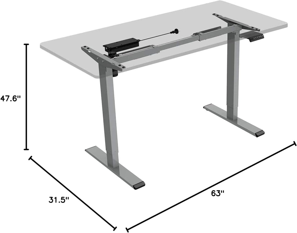 FLEXISPOT Standing Desk Frame with Clamp Power Strip and Cable Management Tray, Electric Sit Stand Desk Base with Memory Controller for Home and Office (Gray Frame Only)
