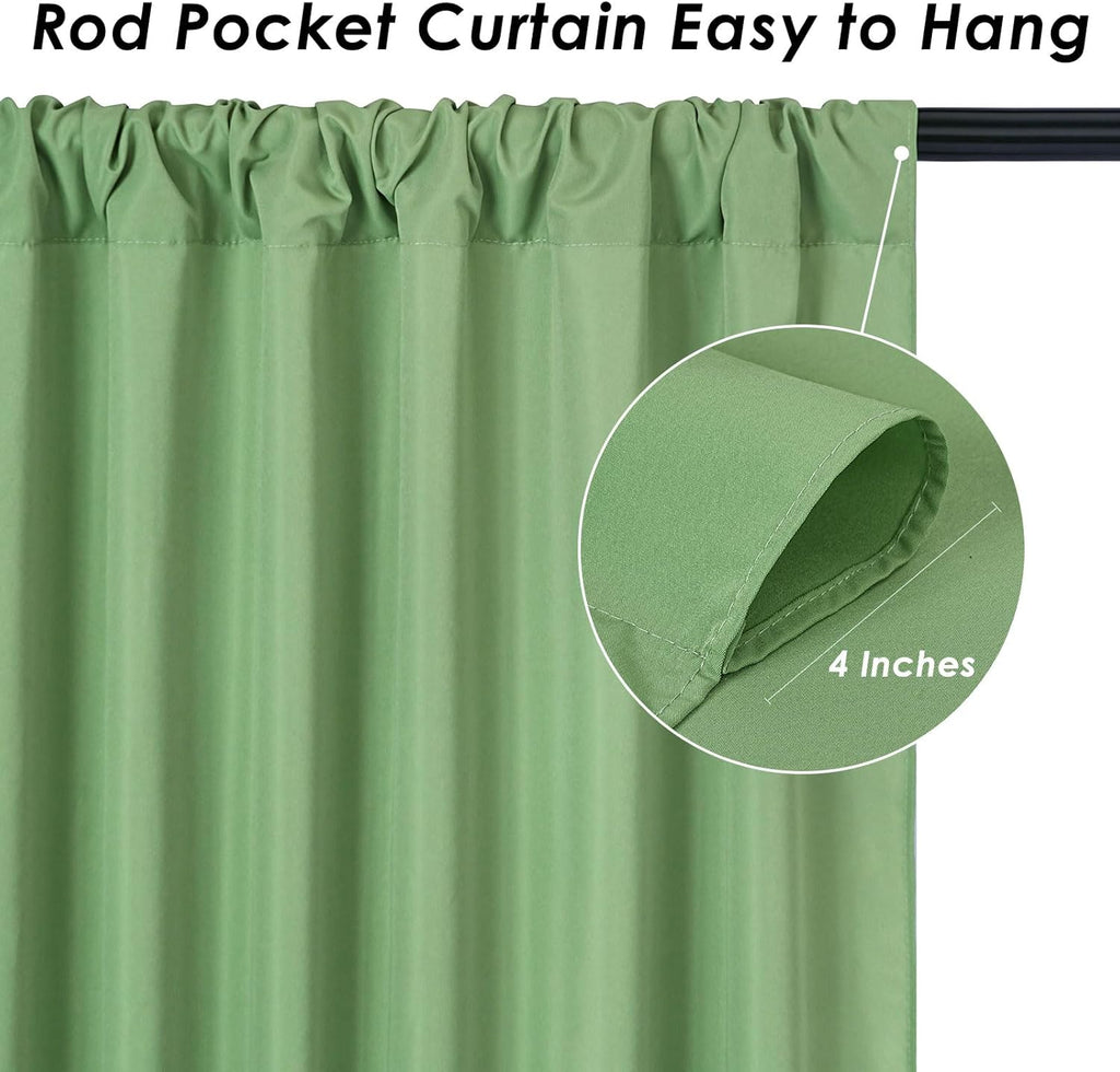 Sage Green Parties Backdrop Curtains: 30x10ft Polyester Photo Backdrop Drapes Fabric - Wedding Ceremony Party Home Window Decorations