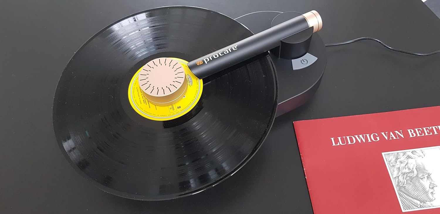 ProcareSelect Vinyl-Xperience Record Cleaning Kit PRO – Includes Record Cleaning Machine, Carbon Fiber Anti-Static Brush, Soft Velvet Record Brush, Soft tip Silicon Blower, Record Weight stabilizer