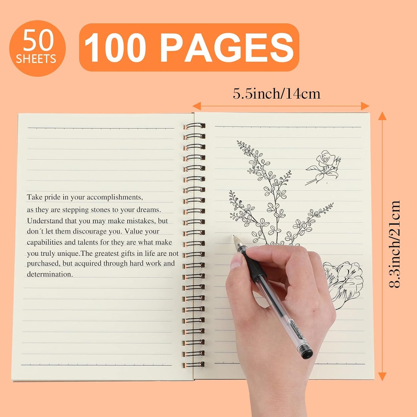 Yahenda Spiral Notebook Bulk A5 College Ruled Journals Notebooks Lined 8.3 x 5.5 Inch Note Books Composition Writing Thick Paper Notebook for Office Business School Gifts Supplies(Assorted Color, 54